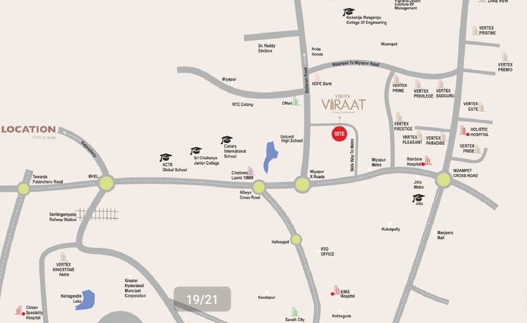 Map Location, vertex-viraat 3 Bedroom 1550 Sq.Ft. Apartment In Miyapur Hyderabad 9347124