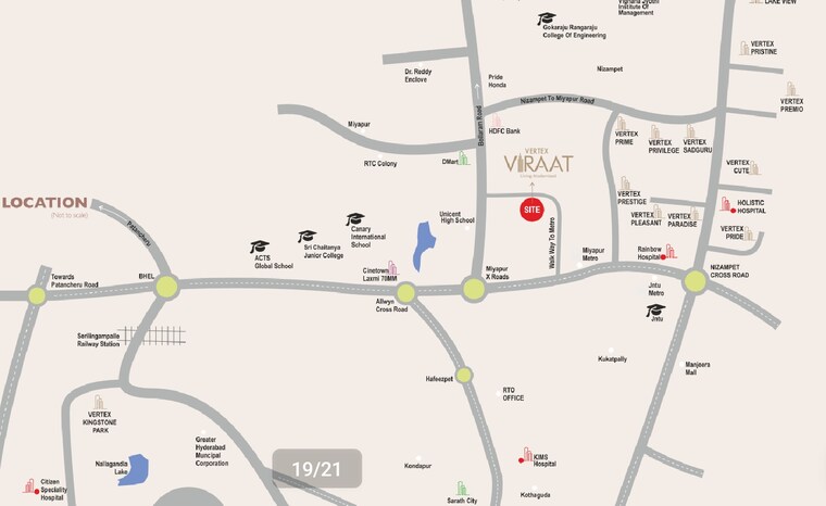 Map Location, vertex-viraat 3 Bedroom 1550 Sq.Ft. Apartment In Miyapur Hyderabad 9347124