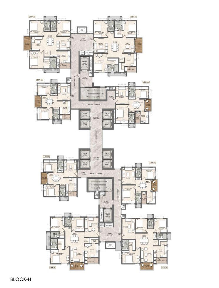 Floor Plan, rajapushpa-sierra 2 Bedroom 1295 Sq.Ft. Apartment In Tellapur Hyderabad 9347208
