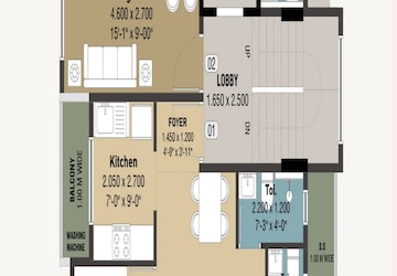 Floor Plan in 2 BHK Apartment at Sector 6 Sanpada – for Sale