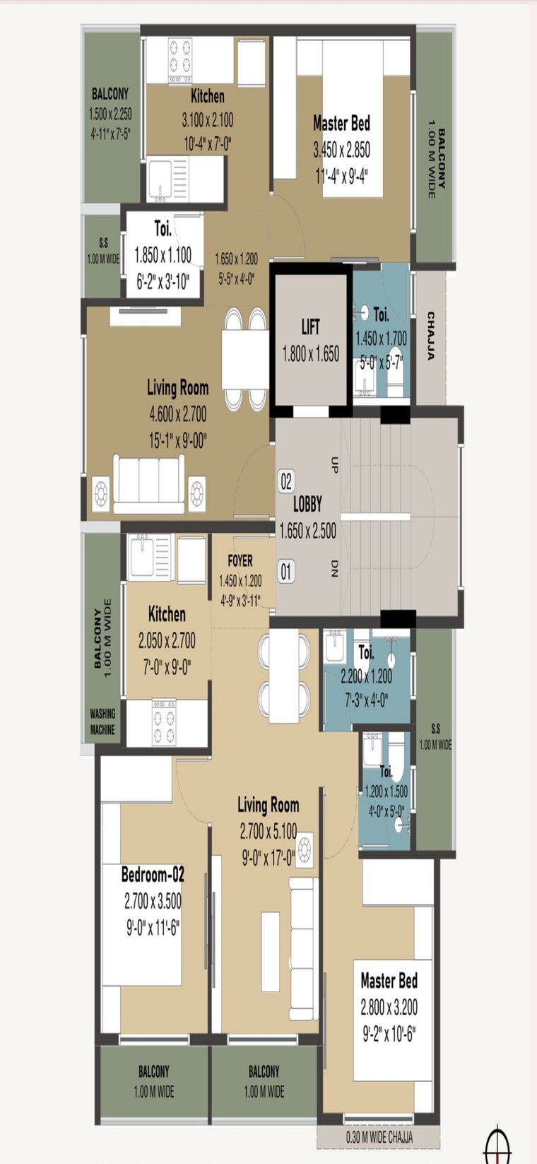 Floor Plan, sector 6 sanpada 2 Bedroom 649 Sq.Ft. Apartment In Sector 6 Sanpada Navi Mumbai 9347213