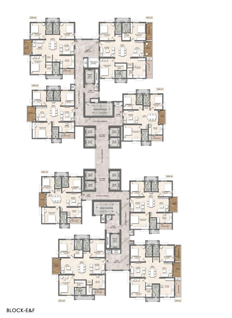 Floor Plan, rajapushpa-sierra 3 Bedroom 1665 Sq.Ft. Apartment In Tellapur Hyderabad 9347212