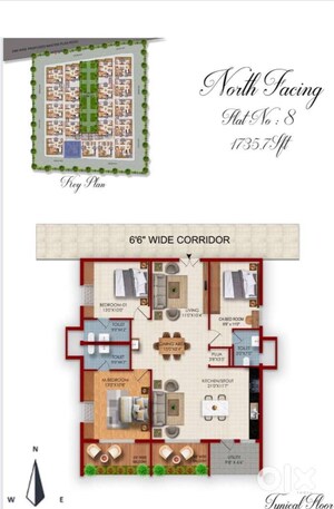 Floor Plan in 3 BHK Apartment at Kollur – for Sale