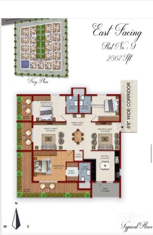 Floor Plan in 3 BHK Apartment at Kollur – for Sale
