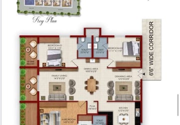 Floor Plan in 3 BHK Apartment at Kollur – for Sale