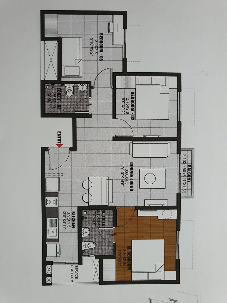undefined, brigade-el-dorado 3 Bedroom 1068 Sq.Ft. Apartment In Bagaluru Bangalore 9348891