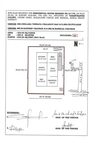 Floor Plan in 3 BHK Independent House at Malkajgiri – for Sale
