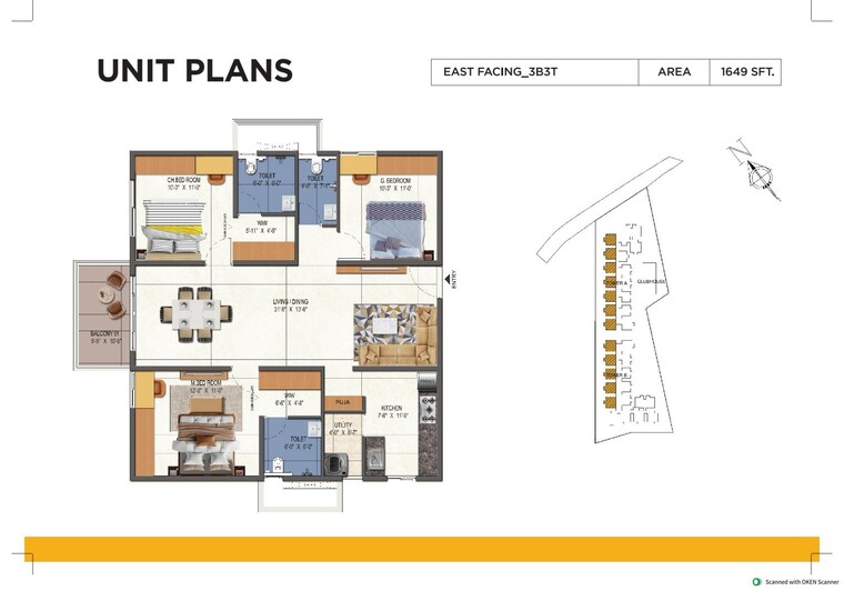 Floor Plan, urbanrise-opulence 2.5 Bedroom 1321 Sq.Ft. Apartment In Bachupally Hyderabad 9349559