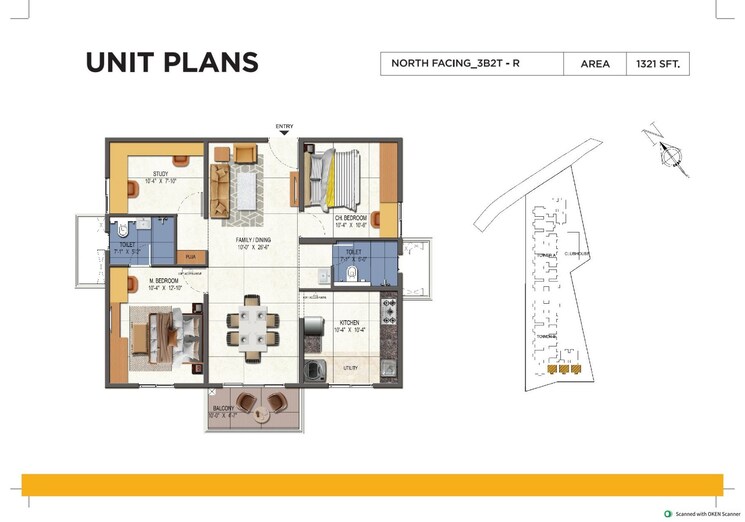 Floor Plan, urbanrise-opulence 3 Bedroom 1649 Sq.Ft. Apartment In Bachupally Hyderabad 9349566