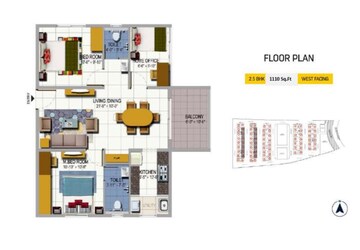 Floor Plan in 2 BHK Apartment at Urbanrise On Cloud 33, Bachupally – for Sale