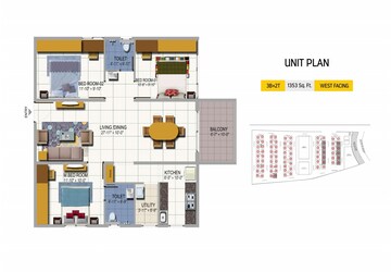 Floor Plan in 2 BHK Apartment at Urbanrise On Cloud 33, Bachupally – for Sale