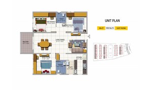 Floor Plan in 3 BHK Apartment at Urbanrise On Cloud 33, Bachupally – for Sale