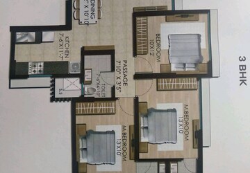 Floor Plan in 3 BHK Apartment at Chandak Stella, Goregaon West – for Rent