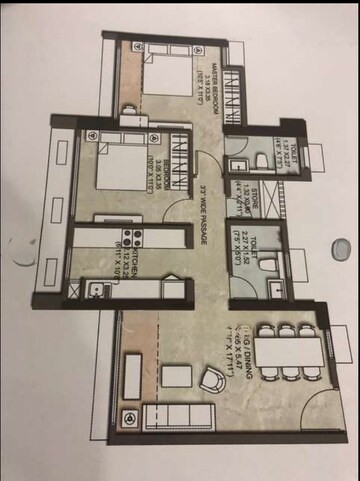 Floor Plan in 2 BHK Apartment at Kalpataru Immensa, Kolshet Road – for Rent