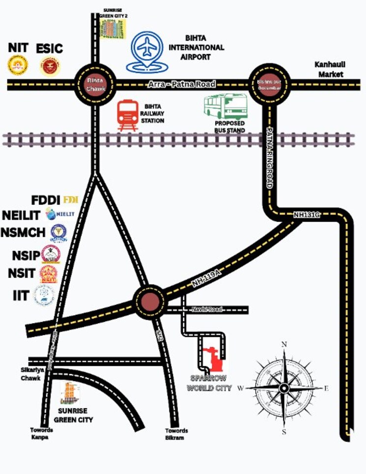 Map Location, bihta  1000 Sq.Ft. Plot In Bihta Patna 9356280
