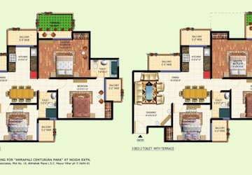 Floor Plan in 3 BHK Apartment at Amrapali Riverview, Amrapali Leisure Valley – for Rent