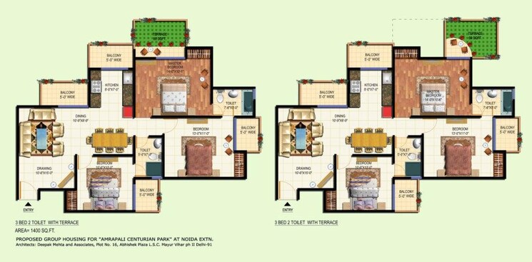 Floor Plan, amrapali-riverview 3 Bedroom 1450 Sq.Ft. Apartment In Amrapali Leisure Valley Greater Noida 9356919