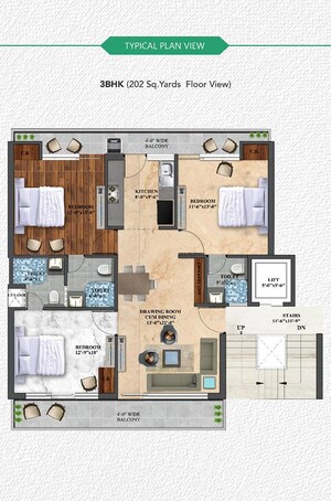 Floor Plan in 3 BHK Builder Floor at Patiala Road – for Sale