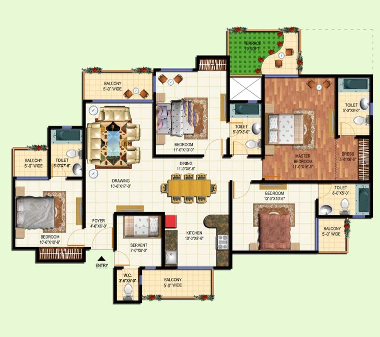 Floor Plan, amrapali-leisure-park 3 Bedroom 1145 Sq.Ft. Apartment In Amrapali Leisure Valley Greater Noida 9357580
