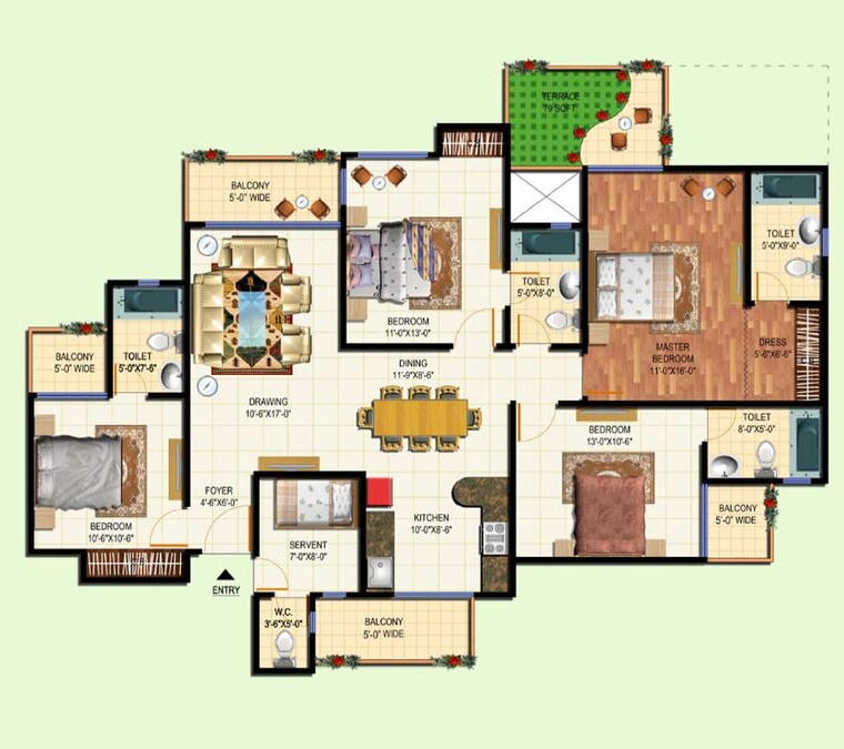 Floor Plan, amrapali-leisure-park 3 Bedroom 1145 Sq.Ft. Apartment In Amrapali Leisure Valley Greater Noida 9357580