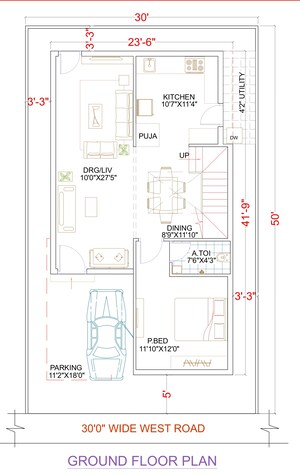 Floor Plan in 3 BHK Villa at Krishna Reddy Pet – for Sale