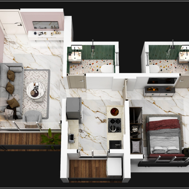 Floor Plan, satghare-viraj-residency 1 Bedroom 400 Sq.Ft. Apartment In Ganesh Nagar  Palghar 9361121