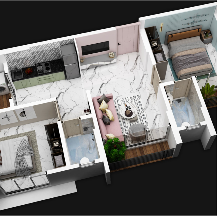 Floor Plan, satghare-viraj-residency 1 Bedroom 400 Sq.Ft. Apartment In Ganesh Nagar  Palghar 9361121