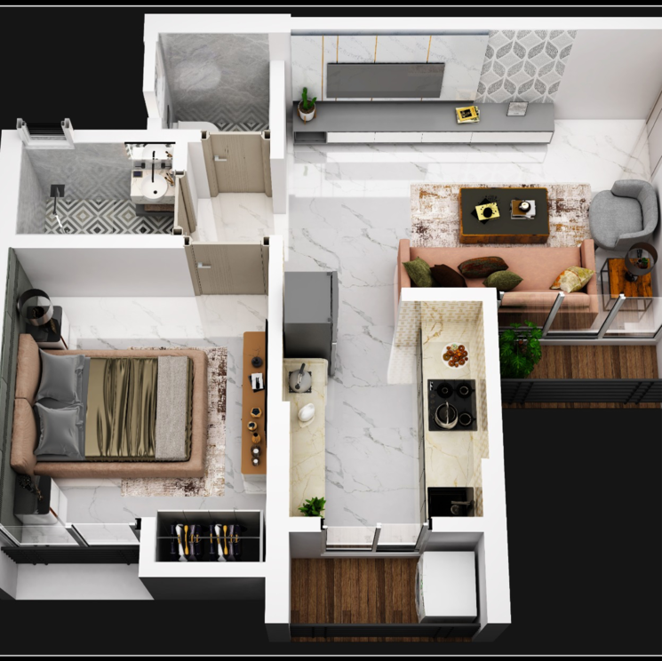 Floor Plan, satghare-viraj-residency 1 Bedroom 400 Sq.Ft. Apartment In Ganesh Nagar  Palghar 9361121