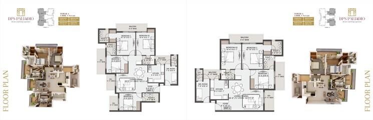 Floor Plan, bp-dps-palladio 3 Bedroom 1650 Sq.Ft. Apartment In Mastemau Lucknow 9363355