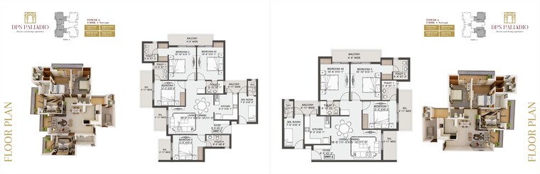 Floor Plan, bp-dps-palladio 3 Bedroom 1650 Sq.Ft. Apartment In Mastemau Lucknow 9363355
