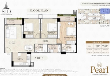 Floor Plan in 3 BHK Apartment at Sahu City, Sultanpur Road – for Sale