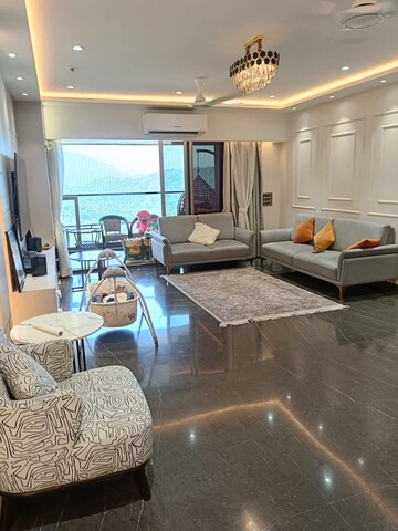 Living Room in 3.5 BHK Apartment at T Bhimjyani Neelkanth Woods Olivia, Ghodbunder Road – for Rent