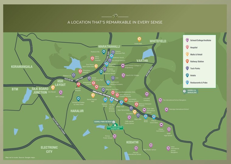 Map Location, godrej-lakeside-orchard 3 Bedroom 2260 Sq.Ft. Apartment In Sarjapur Road Bangalore 9365486