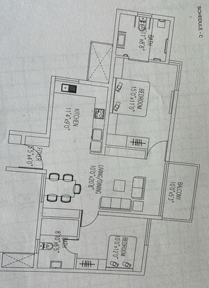 Floor Plan in 2 BHK Apartment at Brigade Orchards Parkside, Devanahalli – for Sale