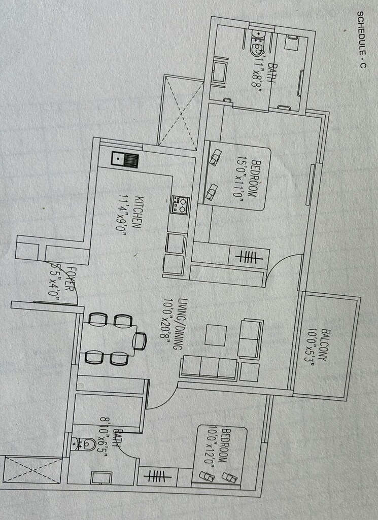 Floor Plan, brigade-orchards-parkside 2 Bedroom 1400 Sq.Ft. Apartment In Devanahalli Bangalore 9365532
