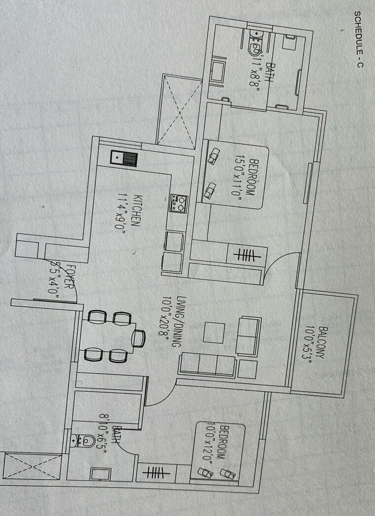 Floor Plan, brigade-orchards-parkside 2 Bedroom 1400 Sq.Ft. Apartment In Devanahalli Bangalore 9365532