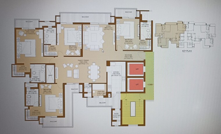 Floor Plan, ats-picturesque-reprieves 3 Bedroom 1850 Sq.Ft. Apartment In Sector 152 Noida 9367276