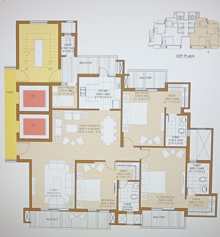 Floor Plan, ats-picturesque-reprieves 3 Bedroom 1850 Sq.Ft. Apartment In Sector 152 Noida 9367276
