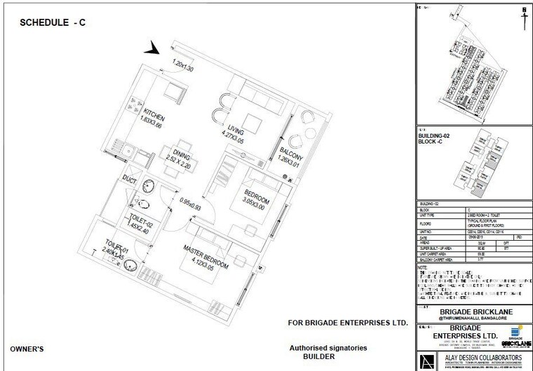 Master Plan, brigade-bricklane 2 Bedroom 977 Sq.Ft. Apartment In Jakkuru Bangalore 9368684
