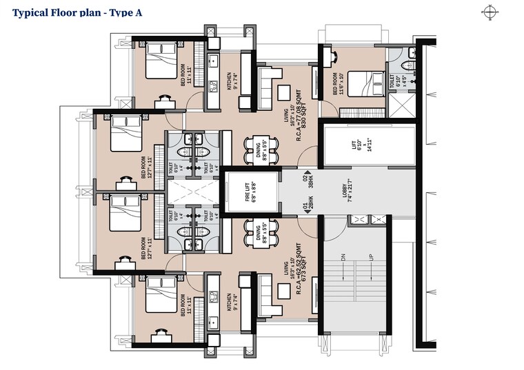 Floor Plan, charkop sector 3 2 Bedroom 673 Sq.Ft. Apartment In Charkop Sector 3 Mumbai 9369856