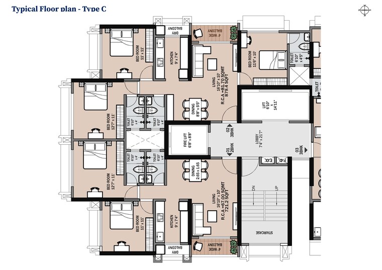 Floor Plan, charkop sector 3 2 Bedroom 673 Sq.Ft. Apartment In Charkop Sector 3 Mumbai 9369856