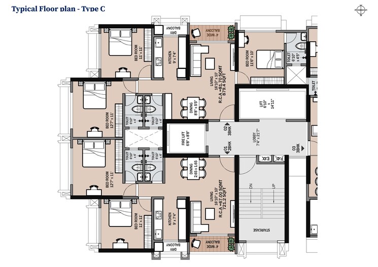 Floor Plan, charkop sector 3 2 Bedroom 721 Sq.Ft. Apartment In Charkop Sector 3 Mumbai 9369895