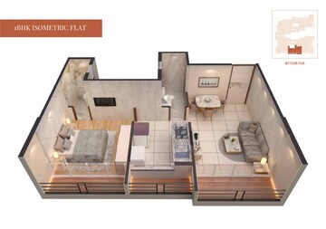 Floor Plan in 1 BHK Apartment at Kuber Krishna One, Karanjade – for Sale