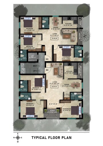 Floor Plan in 3 BHK Apartment at Virugambakkam – for Sale