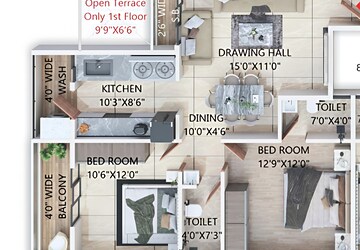 Floor Plan in 2 BHK Apartment at Manish Nagar – for Sale