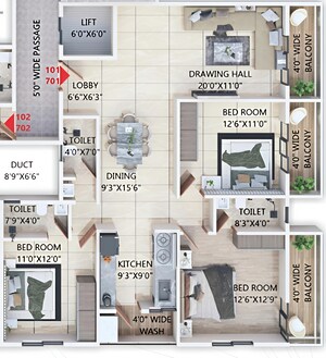 Floor Plan in 3 BHK Apartment at Manish Nagar – for Sale