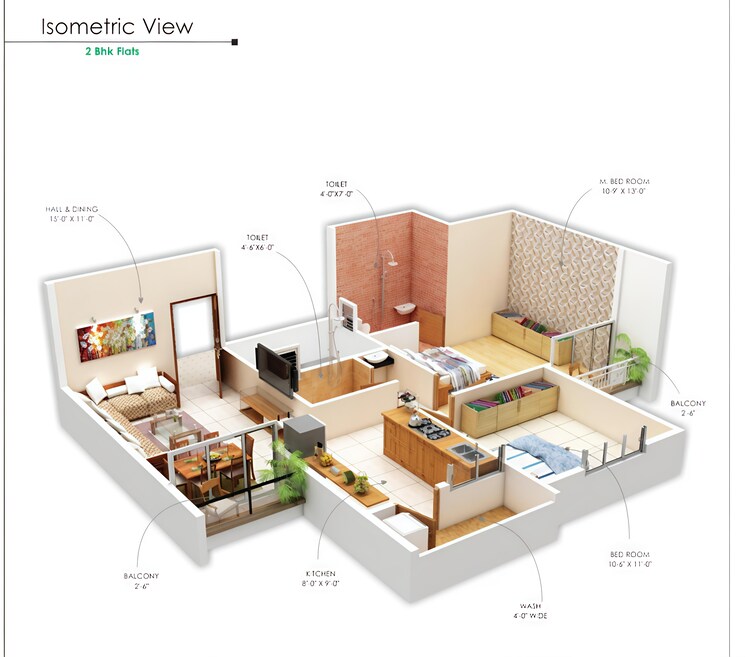 Floor Plan, besa 2 Bedroom 1200 Sq.Ft. Apartment In Besa Nagpur 9374539