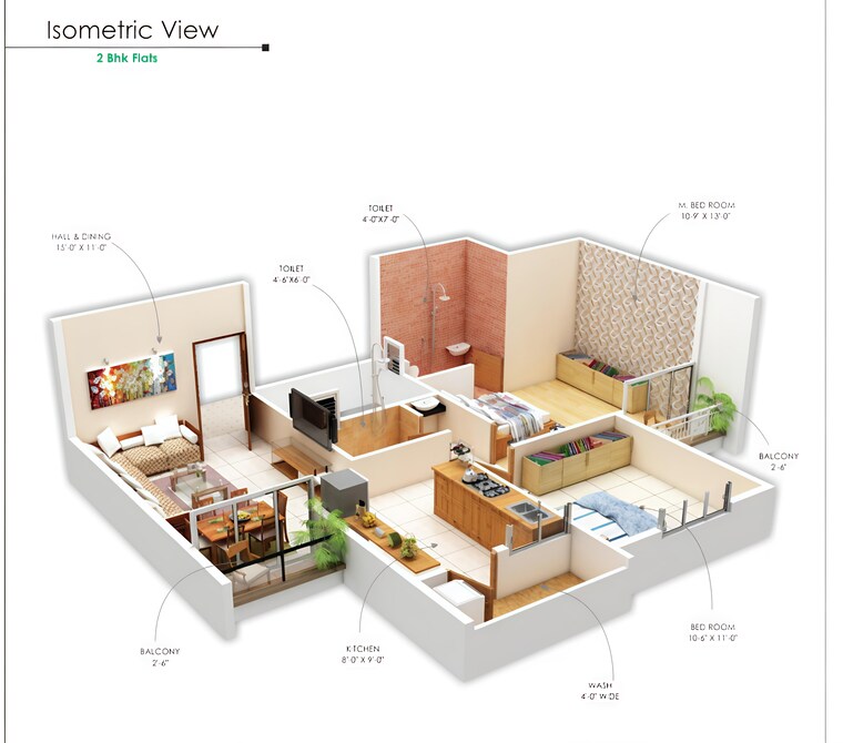 Floor Plan, besa 2 Bedroom 1200 Sq.Ft. Apartment In Besa Nagpur 9374539