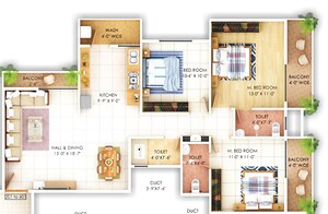 Floor Plan in 3 BHK Apartment at Besa – for Sale