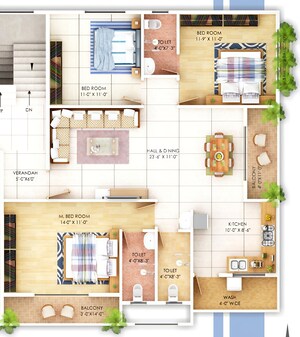 Floor Plan in 3 BHK Apartment at Besa – for Sale